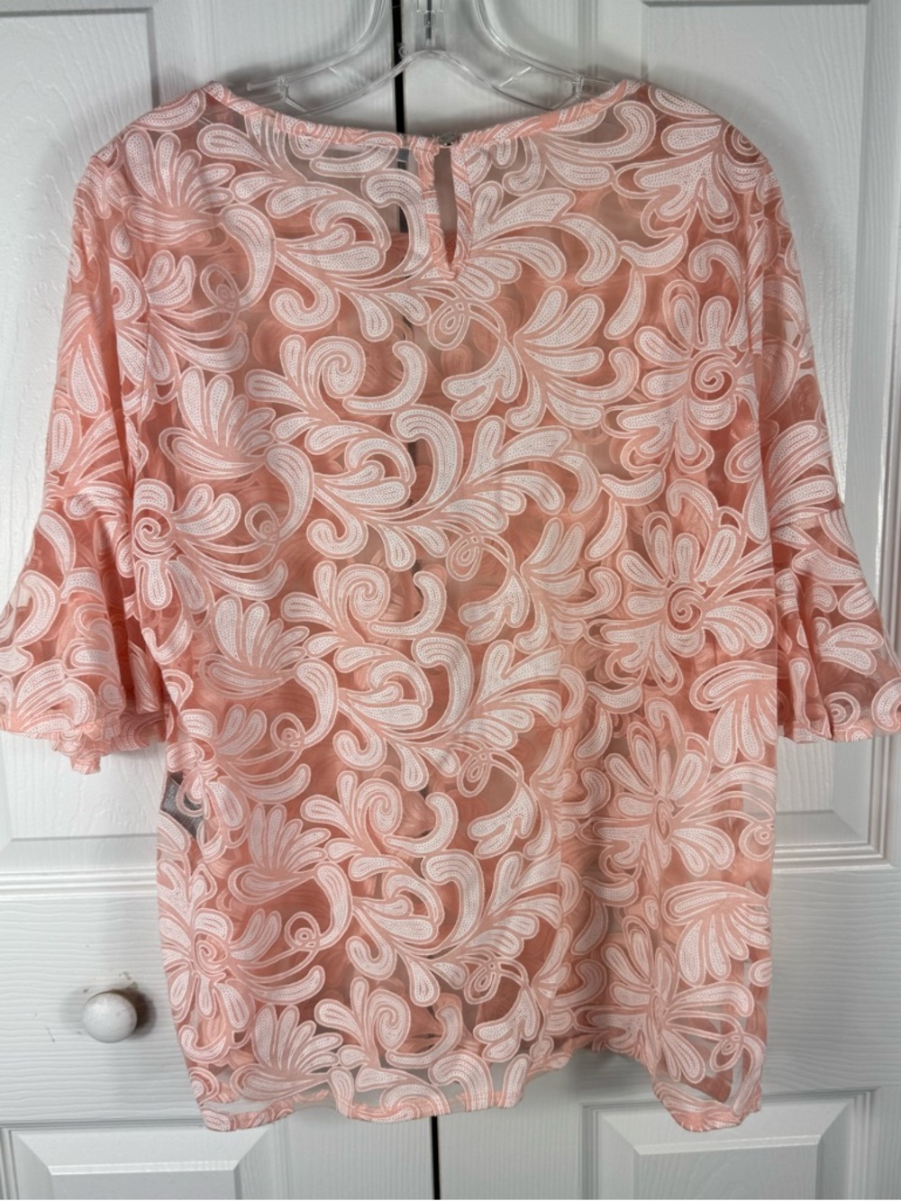 Valerie Stevens Floral Sheer Top 3/4 sleeves Blouse Women's Size XL - Picture 2 of 9